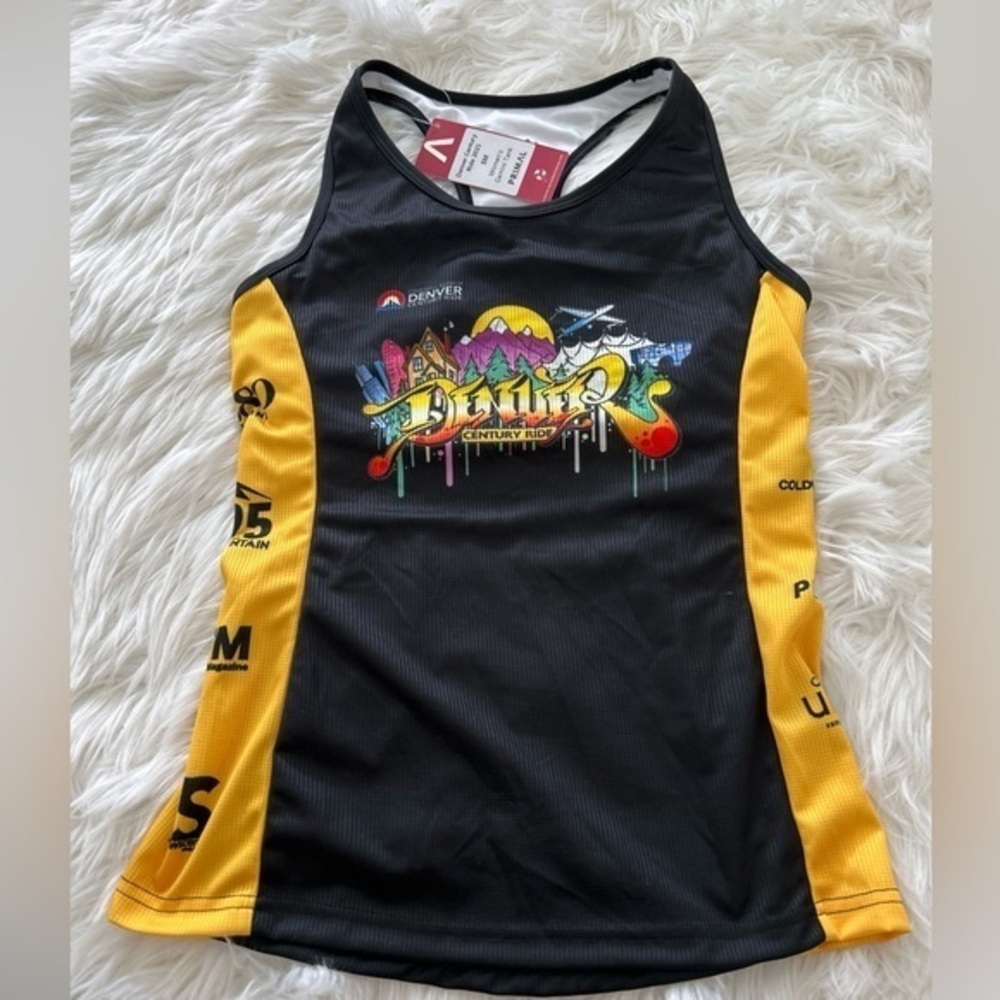NWT Primal Black and Yellow Denver Graphic biking Tank Top small
